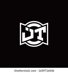 JT logo monogram with ribbon style circle rounded design template