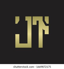 JT Logo with squere shape design template with gold colors