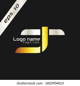JT logo. Typography illustration of the letter "JT" isolated on black background. vector