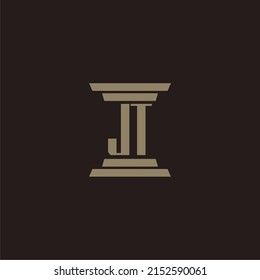 JT monogram initial logo for lawfirm with pillar design