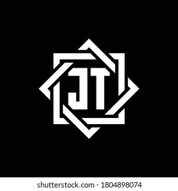 JT monogram logo with abstract square around design template