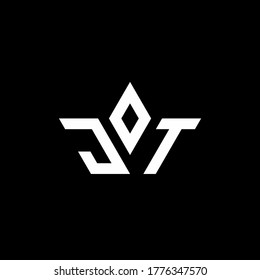JT monogram logo with crown shape luxury style design template