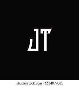JT monogram logo with curved side style design template
