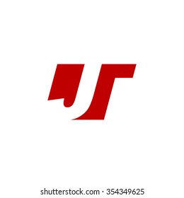 JT negative space letter logo red