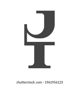 JT, TJ,  Abstract initial monogram letter alphabet logo design