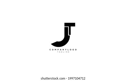 JT TJ J AND T Abstract initial monogram letter alphabet logo design