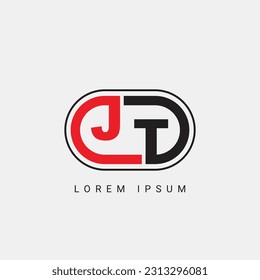 Diseño de logotipo inicial de carta JT o TJ, plantilla de vector