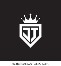 Símbolo de monograma del logotipo JT o TJ con diseño de forma de corona vector