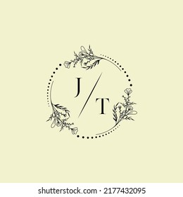 JT wedding initial logo letters in high quality professional design that will print well across any print media