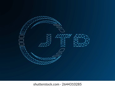 JTD low poly letter logo vector design. JTD lower poly logo design. Low poly logo.