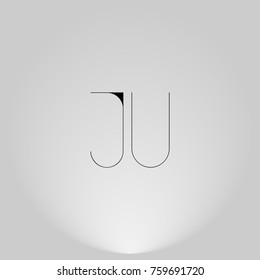 JU Black thin minimalist LOGO Design with Highlight on Gray background.