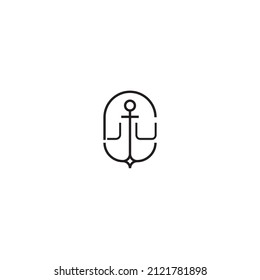 JU creative letter logo design in anchor concept with high quality professional design that will print well across any print media