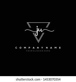 JU handwriting initial logo template vector.