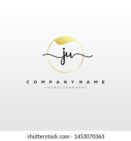 JU handwriting initial logo template vector.