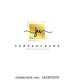 JU handwriting initial logo template vector.