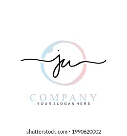 JU handwritten initial logo vector logo template with brush