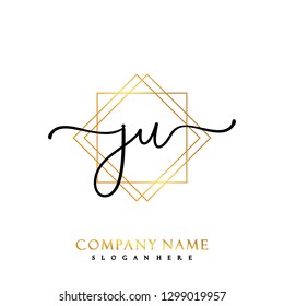 JU Initial Handwriting logo template vector