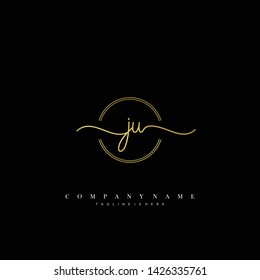 JU initial handwriting logo template vector