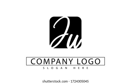 ju initial Letter Logo Design Template Vector in black rounded box