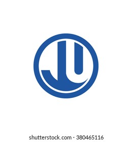 JU initial letters circle business logo blue