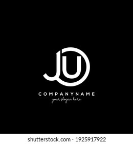 JU Initial letters logo inside circle shape inside rounded black monogram