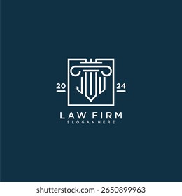 JU initial monogram logo for lawfirm with pillar design in creative square