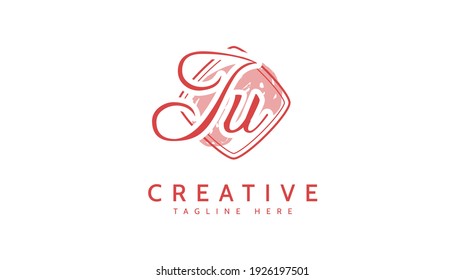 JU Initials, handwriting logo vector