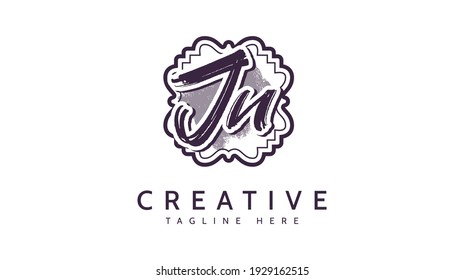 JU Initials, handwriting logo vector