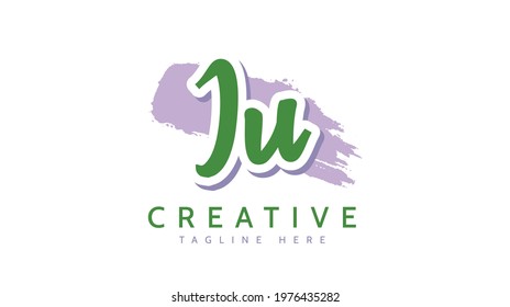 JU Initials, handwriting logo vector
