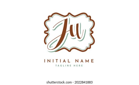 JU Initials, handwriting logo vector