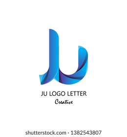 ju j u circle lowercase design of alphabet letter combination with infinity suitable as logo for a company or corporate business template design - Vector