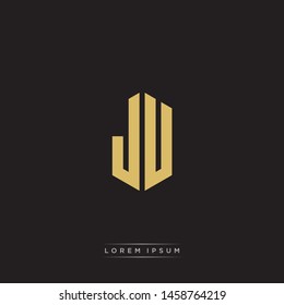 JU J U Logo Emblem Hexagon Capital Letter Modern Template