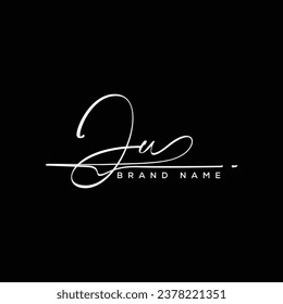 JU letter beauty handwriting vector logo. 
