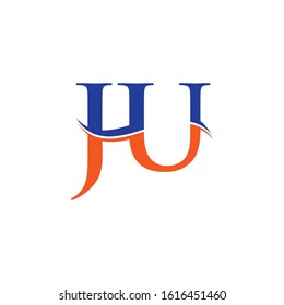JU letter Type Logo Design Blue, Orange With White Background. Initial JU logo Design