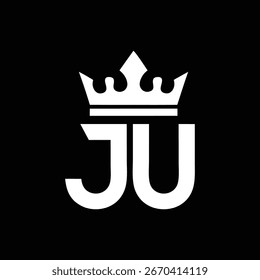 JU logo monogram emblem style with crown shape design template