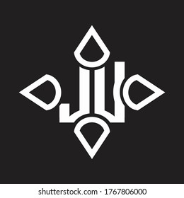 JU Logo monogram with four cone rounded by the shape design template