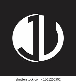 JU Logo monogram with Negative space style design tempate