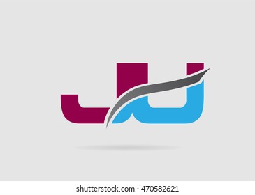 JU Logo. Vector Graphic Branding Letter Element

