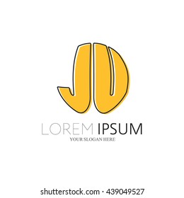 JU Logo. Vector Graphic Sphere Branding Letter Element. White Background