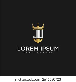 JU luxury letter monogram for crown and shield logo design