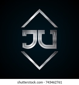 JU Monogram, Metal Logo, Silver Logo