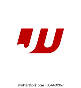 JU negative space letter logo red