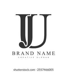 JU trendy logotype template. Initial letter j and u classic font style. Creative logo for company name or identity. Vector illustration.