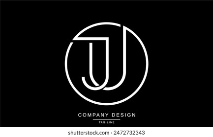 JU, UJ Letras Abstractas Logo Monograma Diseño Fuente Icono