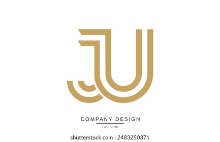 JU, UJ Letras Abstractas Logo Monograma diseño Fuente Icono