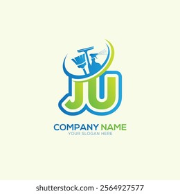 JU or UJ Letter Local Cleaning vector logo. Cleaning service logo vector