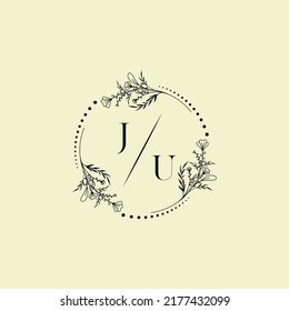 Cartas iniciales del logo de la boda de JU en un diseño profesional de alta calidad que se imprimirán en cualquier medio impreso