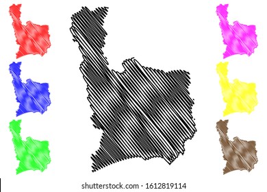 Juana Diaz municipality (Commonwealth of Puerto Rico, Porto Rico, PR, Unincorporated territories of the United States) map vector illustration, scribble sketch Juana Diaz map
