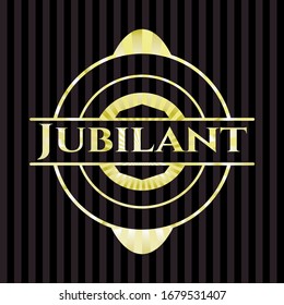 Jubilant Gold-Button oder Emblem. Vektorillustration Illustration. Detaillierte Angaben.