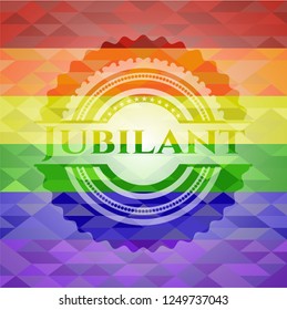 Jubilant lgbt colors emblem 